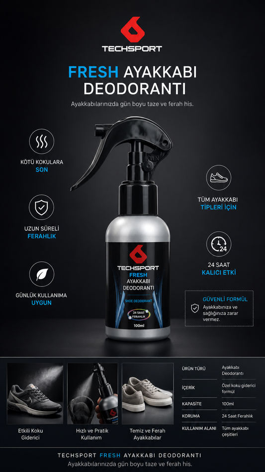 Koku Yok Eden Ayakkabı Spreyi (24 Saat Etkili Deodorant)